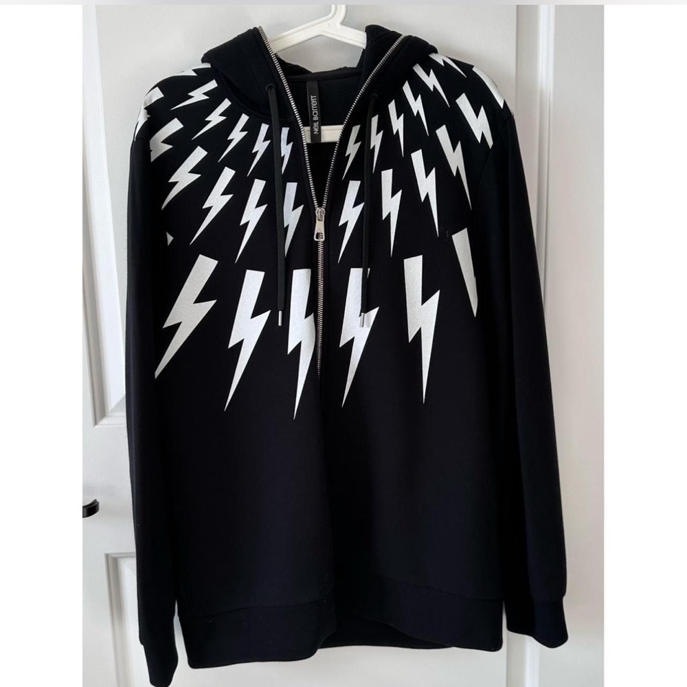 Neil Barrett Black and White Zip-Up Sweater Size L